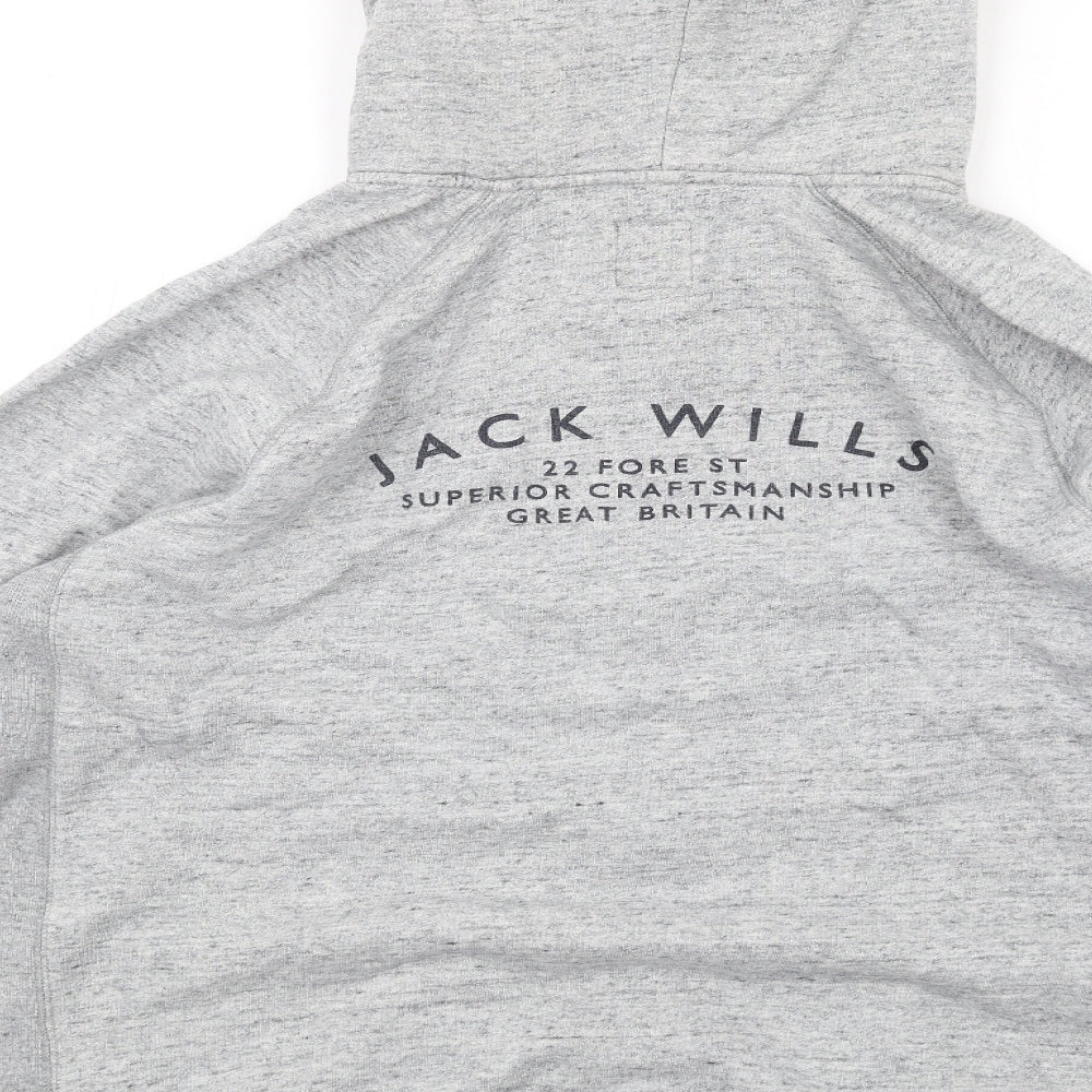 Jack Wills Mens Grey Cotton Full Zip Hoodie Size XL