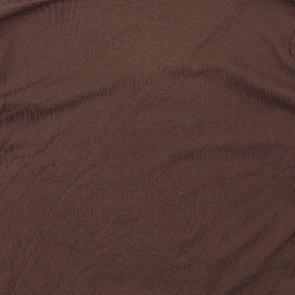 Maine Womens Brown Cotton Basic T-Shirt Size 16 Collared