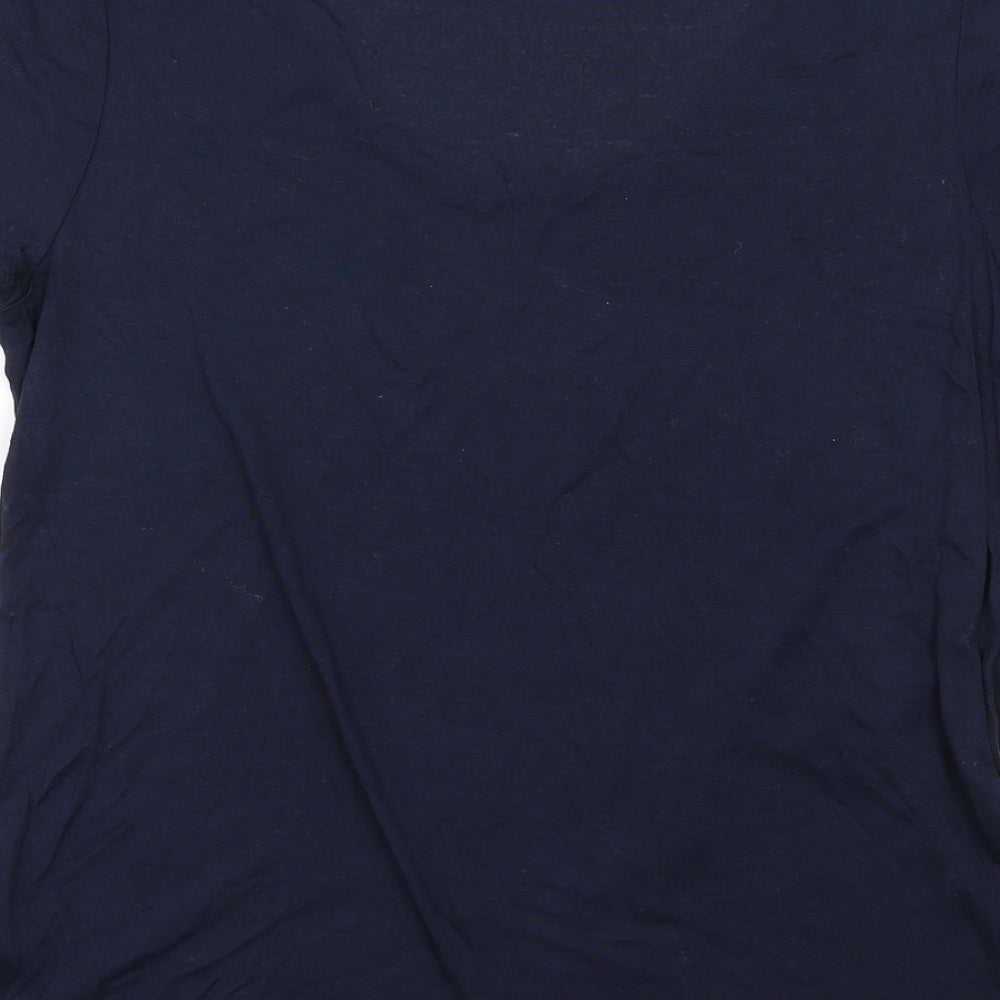 Monsoon Womens Blue Viscose Basic T-Shirt Size 12 Scoop Neck