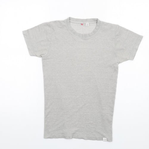 Uniqlo Womens Grey Polyester Basic T-Shirt Size S Round Neck