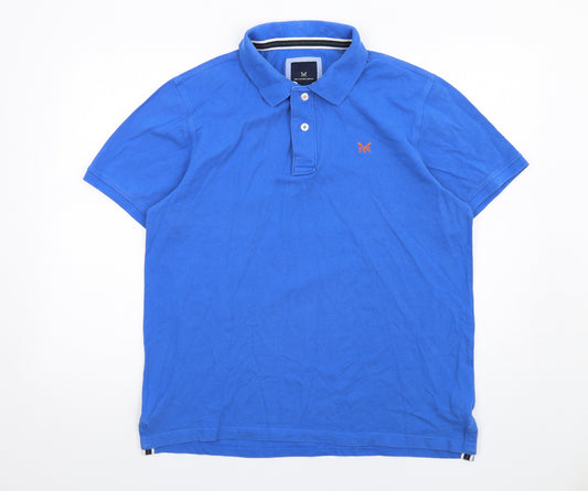 Crew Clothing Mens Blue Cotton Polo Size L Collared Button