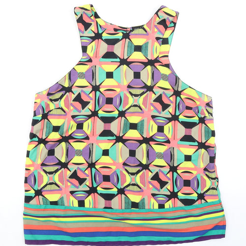 NEXT Womens Multicoloured Geometric Polyester Basic Tank Size 14 Round Neck