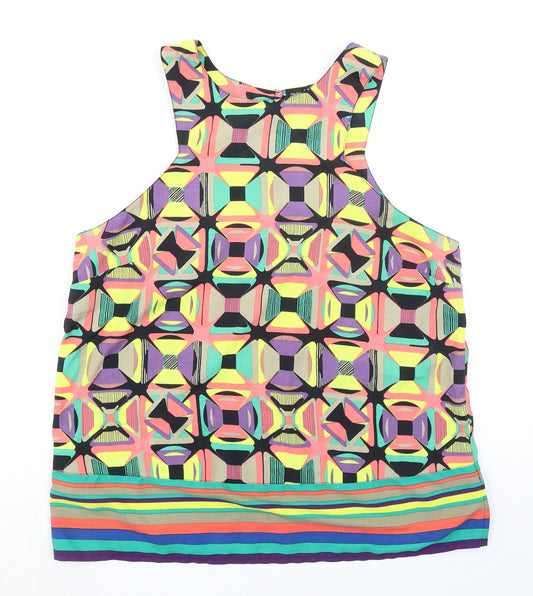 NEXT Womens Multicoloured Geometric Polyester Basic Tank Size 14 Round Neck