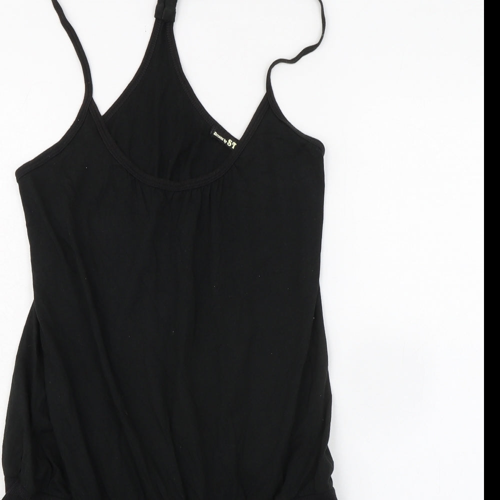 Status Womens Black Cotton Tank Dress Size S V-Neck Pullover