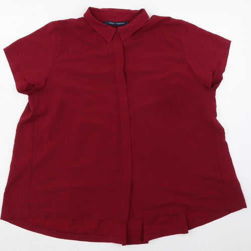French Connection Womens Red Polyester Basic Button-Up Size L Collared