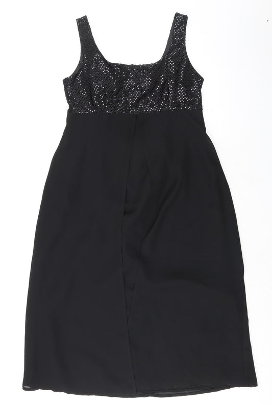 Berkertex Womens Black Nylon Tank Dress Size 12 Round Neck Zip