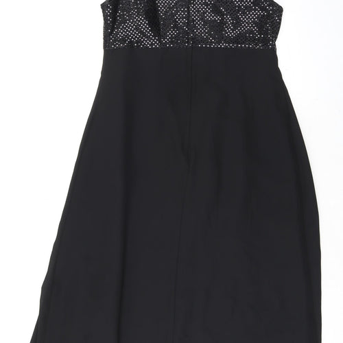 Berkertex Womens Black Nylon Tank Dress Size 12 Round Neck Zip