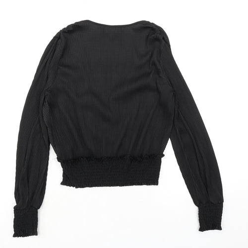 ASOS Womens Black Polyester Basic Blouse Size 10 V-Neck - Plisse