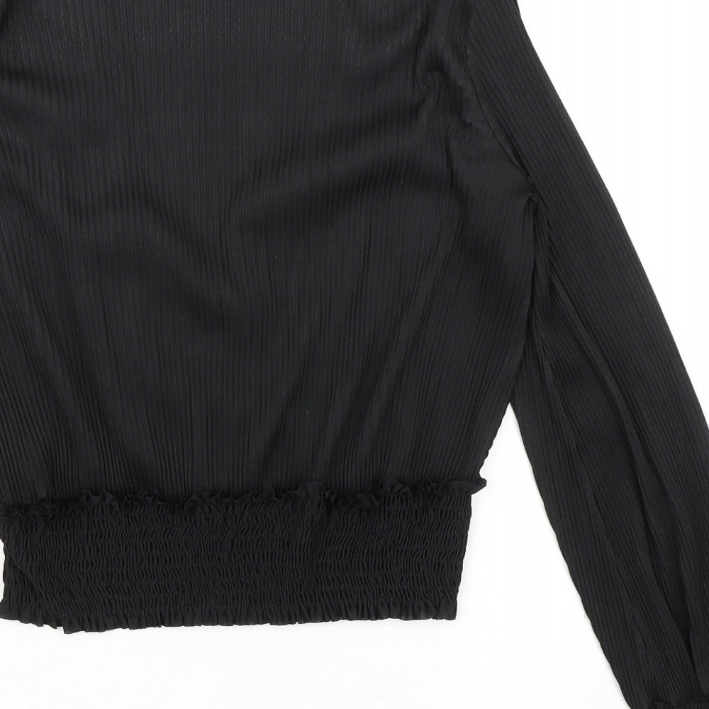 ASOS Womens Black Polyester Basic Blouse Size 10 V-Neck - Plisse