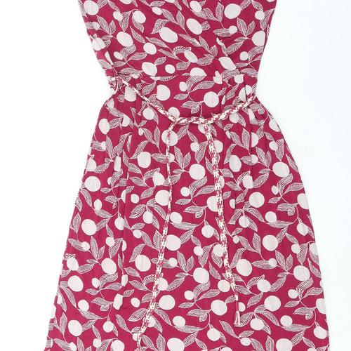 White Stuff Womens Pink Geometric Viscose Tank Dress Size 10 V-Neck Pullover