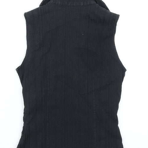 Wallis Womens Black Cotton Basic Blouse Size 8 Collared - Textured
