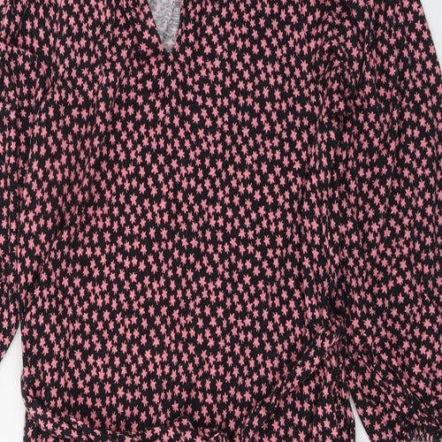 Boden Womens Black Floral Cotton A-Line Size 8 V-Neck Pullover
