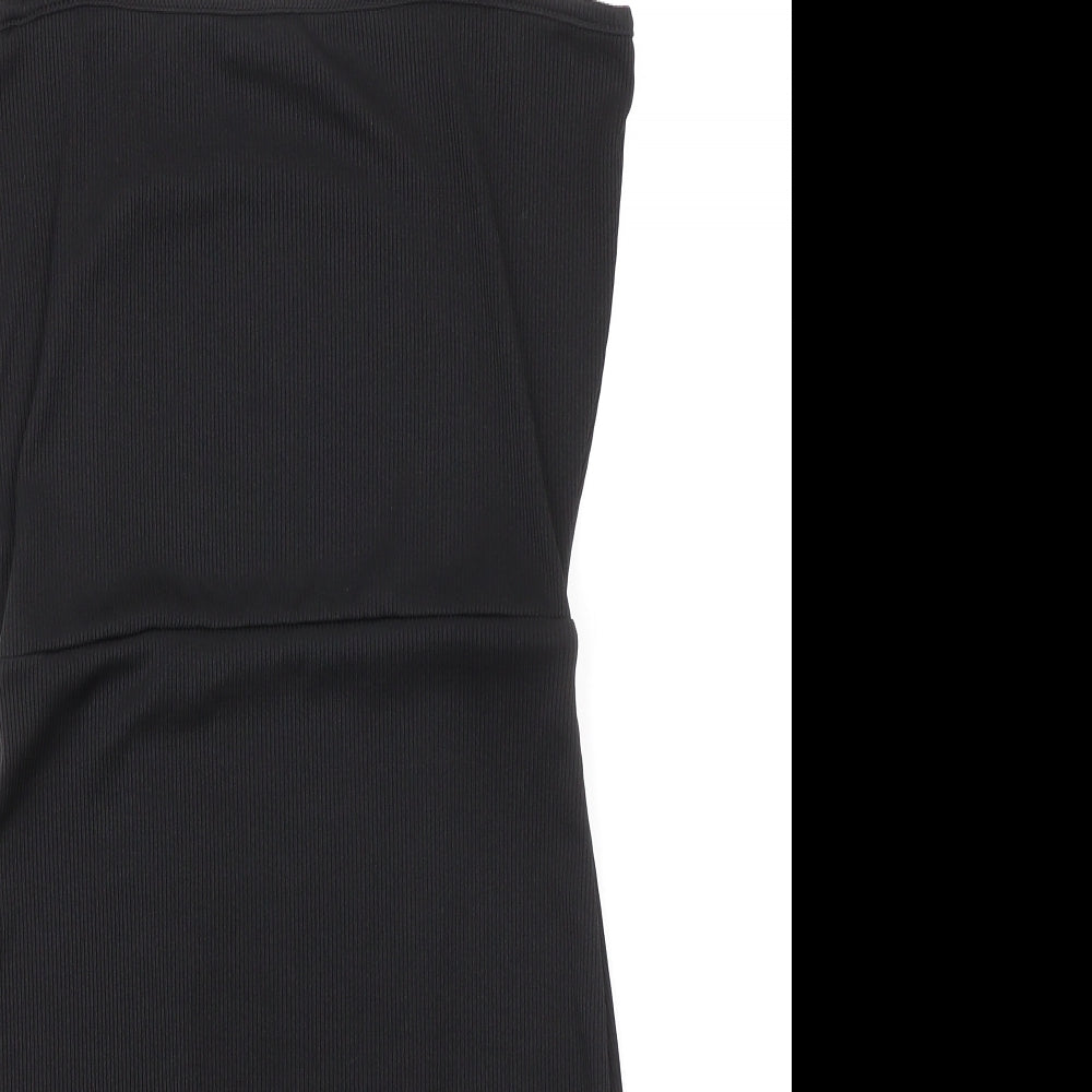 Boohoo Womens Black Polyester Bodycon Size 10 Square Neck Pullover