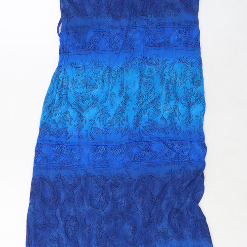 Debenhams Womens Blue Tie Dye Viscose Maxi Size 10 Scoop Neck Button