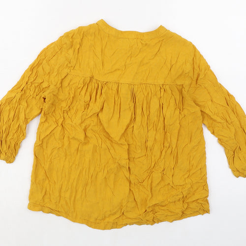 John Lewis Womens Yellow Polyester Basic Button-Up Size 8 Round Neck