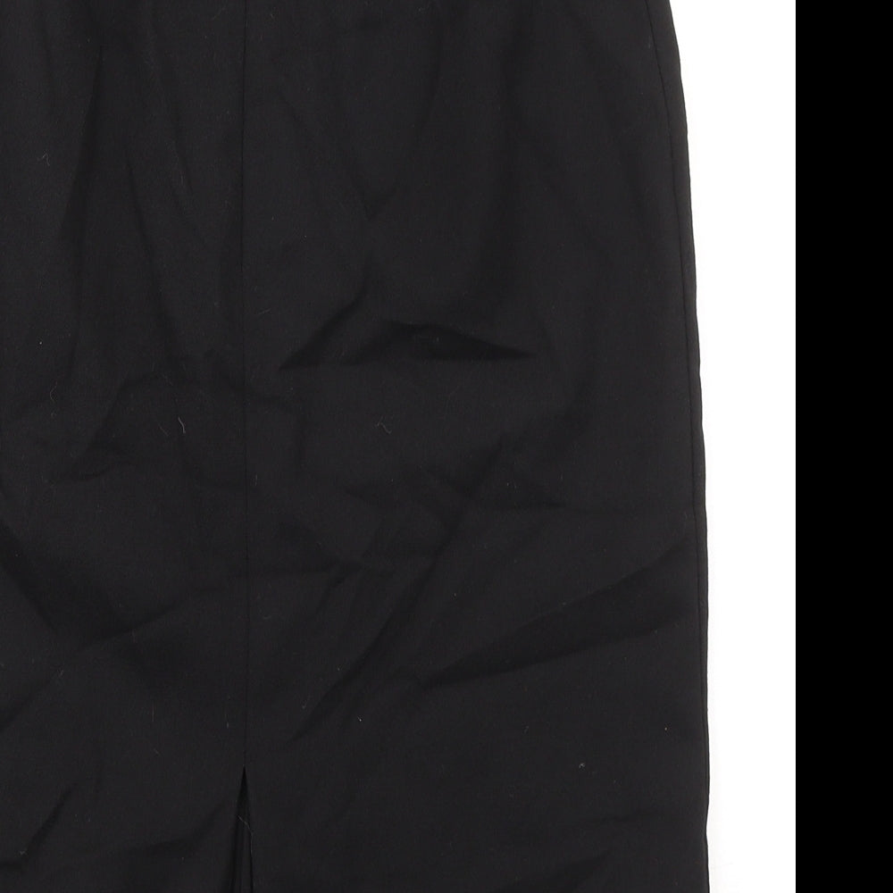 St Michael Womens Black Wool Straight & Pencil Skirt Size 10 Zip