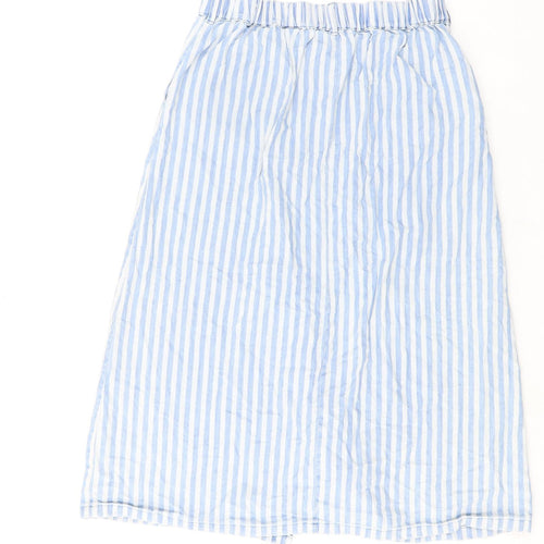 NEXT Womens Black Striped Cotton A-Line Skirt Size 10 Button