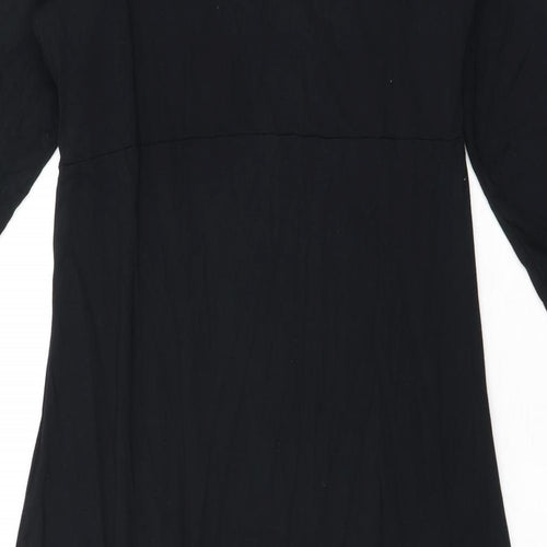 Marks and Spencer Womens Black Viscose A-Line Size 16 Round Neck Pullover