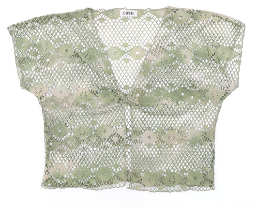 C.M.D Womens Green Polyester Basic Blouse Size M V-Neck