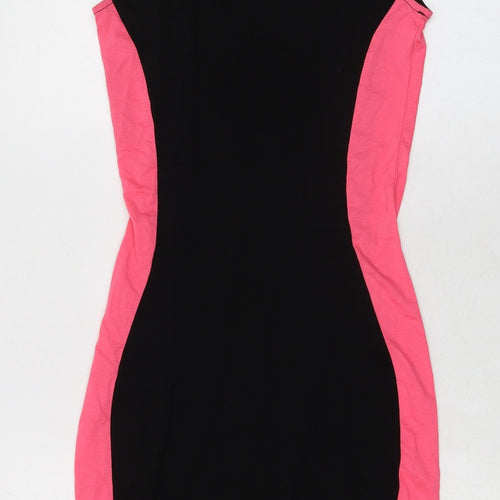 Select Womens Black Colourblock Viscose Bodycon Size 8 Round Neck Pullover - Flawless