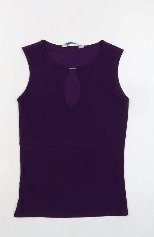 New Look Womens Purple Polyester Basic Tank Size 8 Round Neck