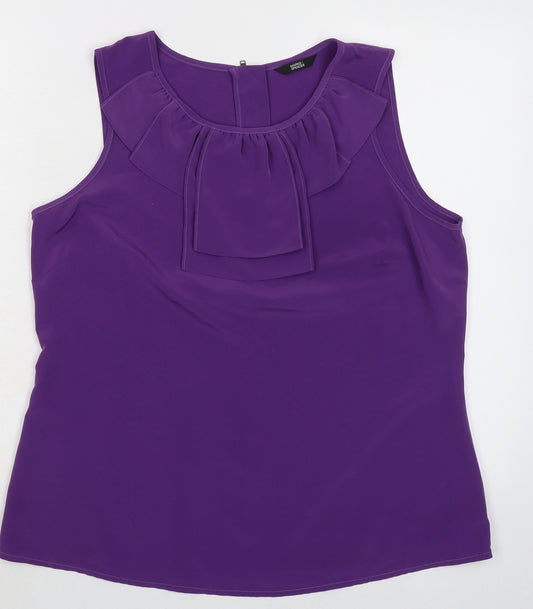 Marks and Spencer Womens Purple Polyester Basic Tank Size 16 Round Neck