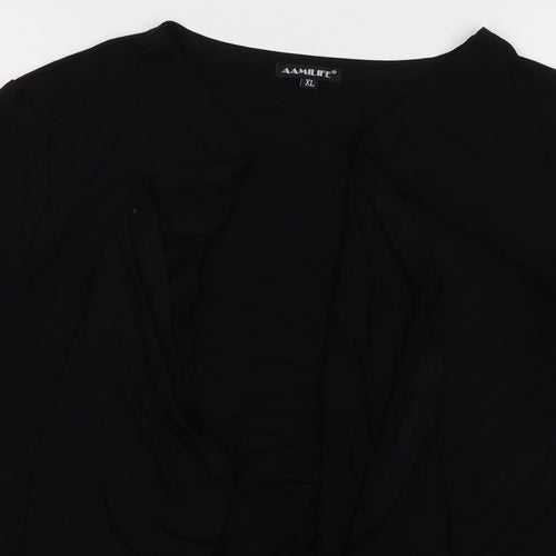 AAMILIFE Womens Black V-Neck Viscose Cardigan Jumper Size XL