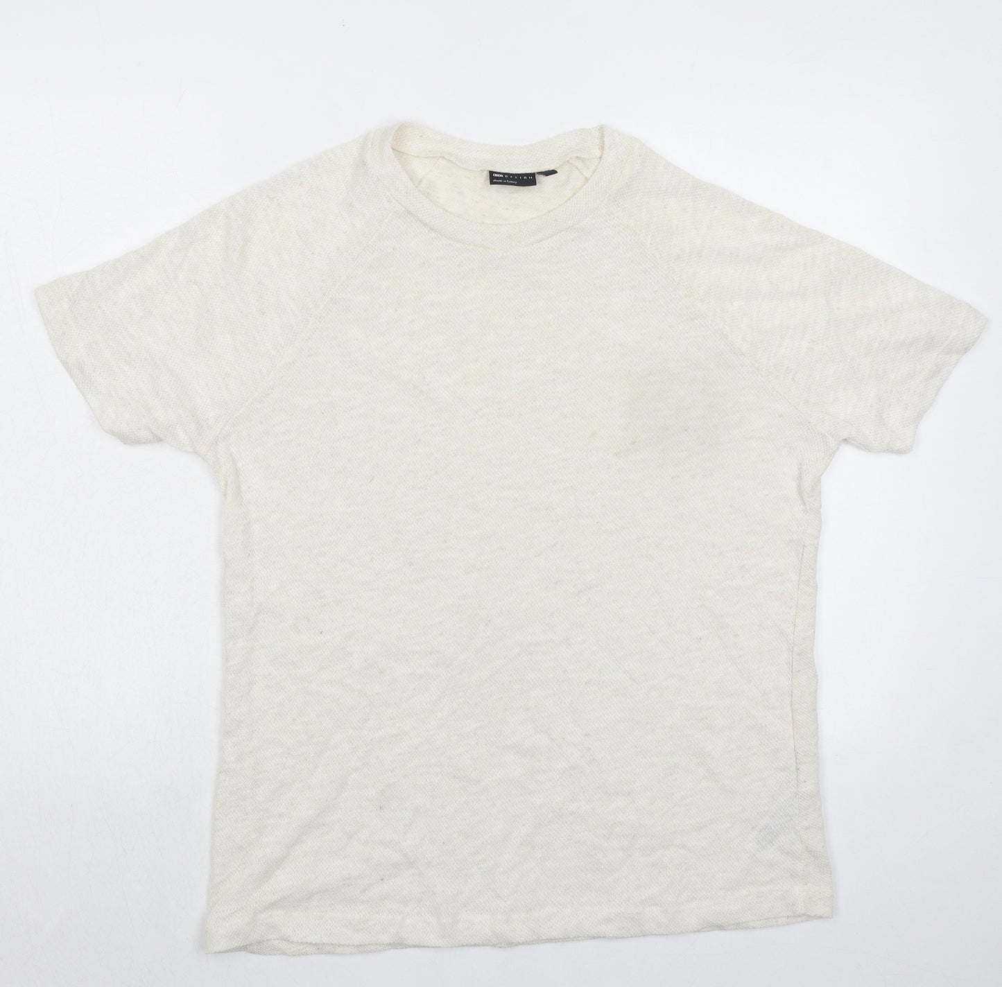 ASOS Mens Ivory Polyester T-Shirt Size S Crew Neck