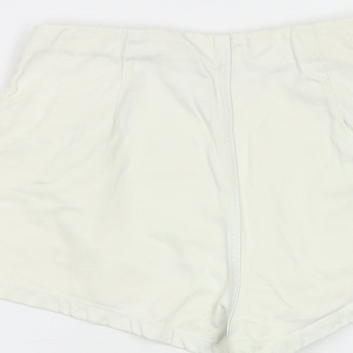 Zara Womens Ivory 100% Cotton Sailor Shorts Size 10 L3 in Regular Button