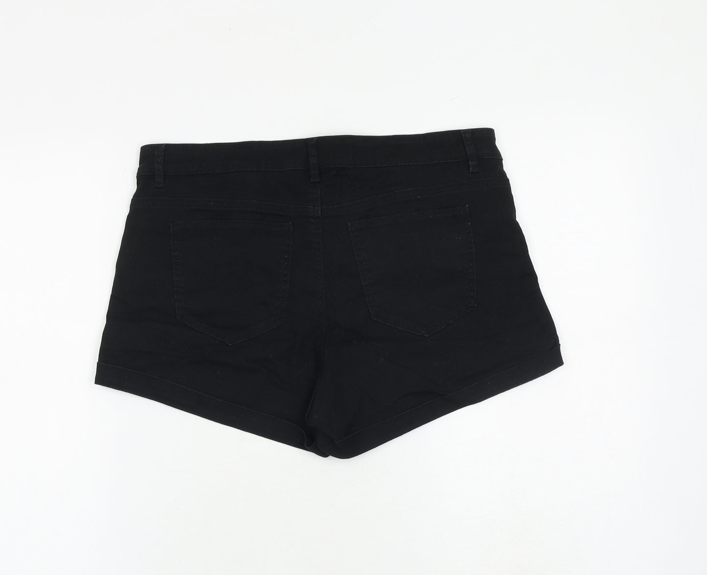 H&M Womens Black Cotton Mom Shorts Size 12 L3 in Regular Zip