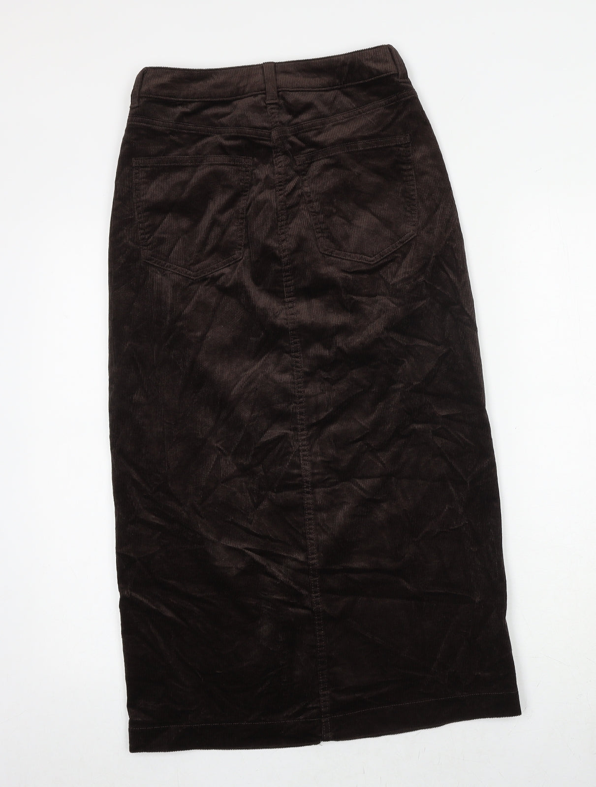 Marks and Spencer Womens Brown Cotton A-Line Skirt Size 6 Zip