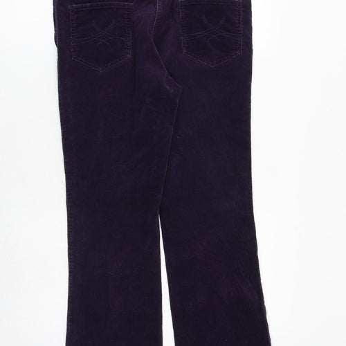 Marks and Spencer Womens Purple Cotton Trousers Size 12 L28 in Regular Zip