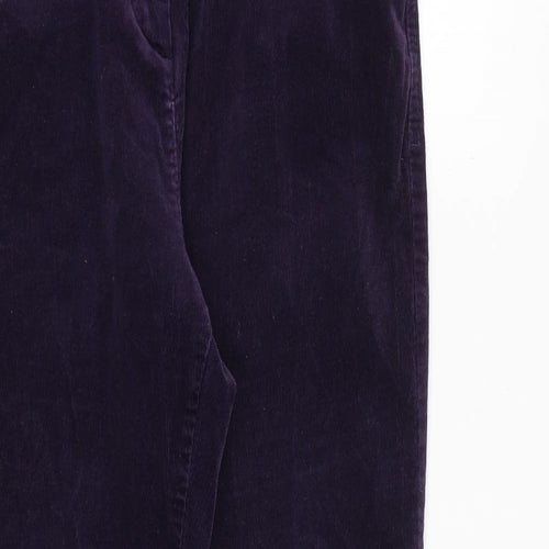 Marks and Spencer Womens Purple Cotton Trousers Size 12 L28 in Regular Zip