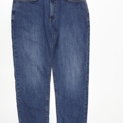 Marks and Spencer Mens Blue Cotton Straight Jeans Size 32 in L29 in Regular Zip