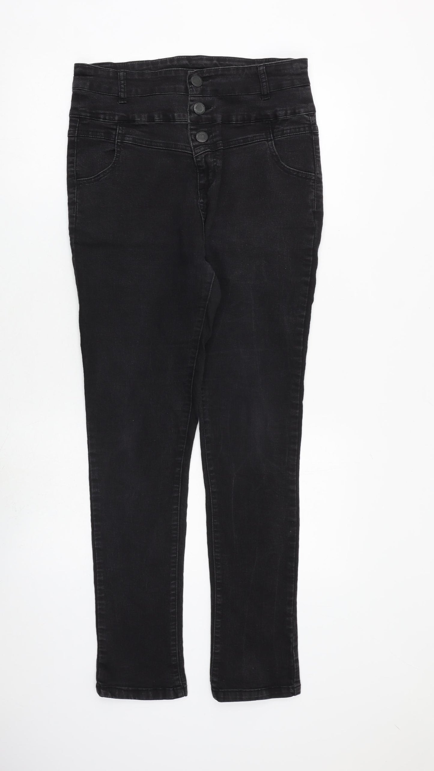 So Fabulous Womens Black Cotton Skinny Jeans Size 16 L30 in Slim Zip