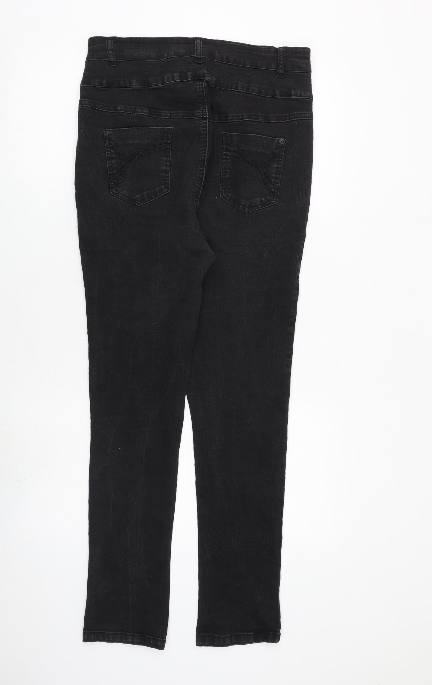 So Fabulous Womens Black Cotton Skinny Jeans Size 16 L30 in Slim Zip