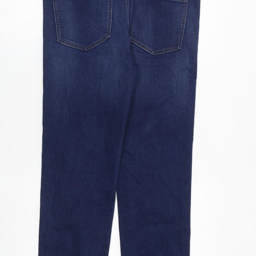 Marks and Spencer Womens Blue Cotton Straight Jeans Size 12 L28 in Regular Zip