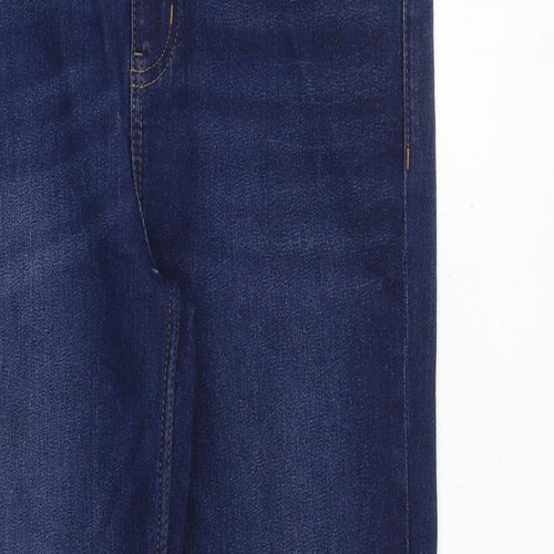 Marks and Spencer Womens Blue Cotton Straight Jeans Size 12 L28 in Regular Zip