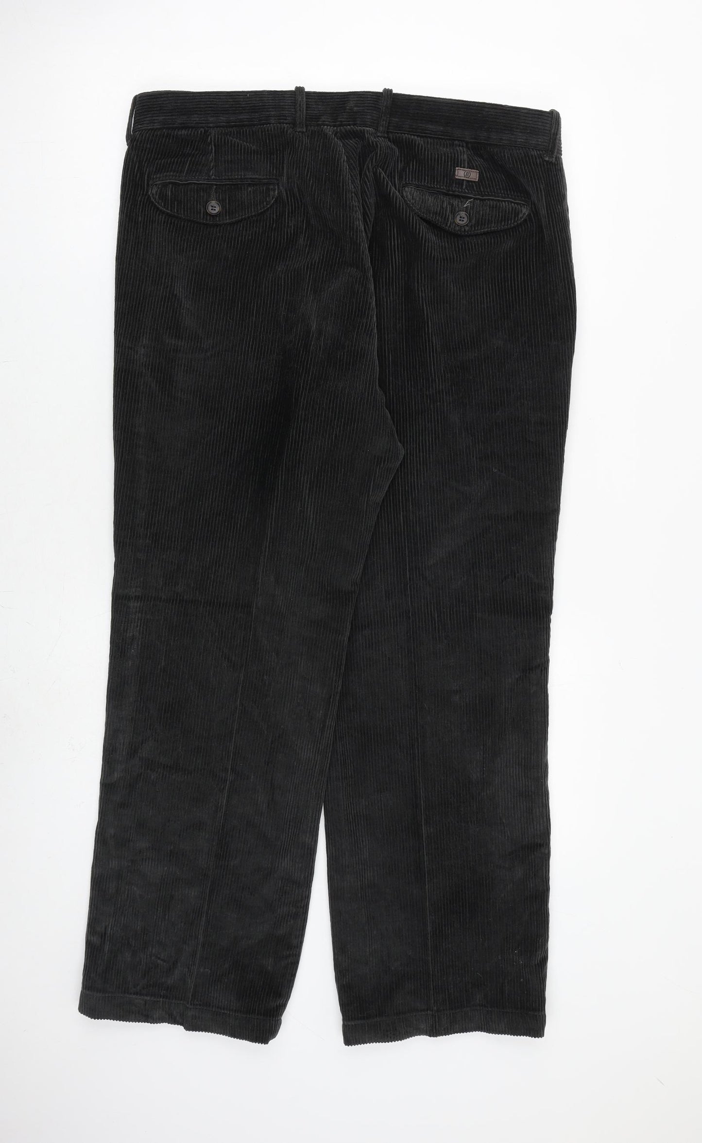 Marks and Spencer Mens Grey Cotton Trousers Size 36 in L29 in Regular Zip