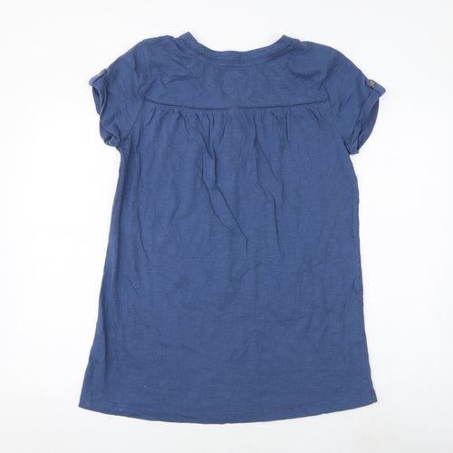 MANTARAY PRODUCTS Womens Blue Geometric 100% Cotton Tunic T-Shirt Size 12 V-Neck - Bird Print