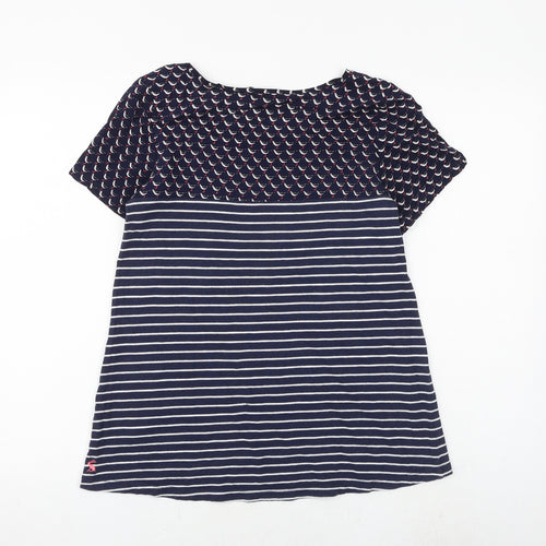 Joules Womens Blue Striped Viscose Basic T-Shirt Size 10 Boat Neck