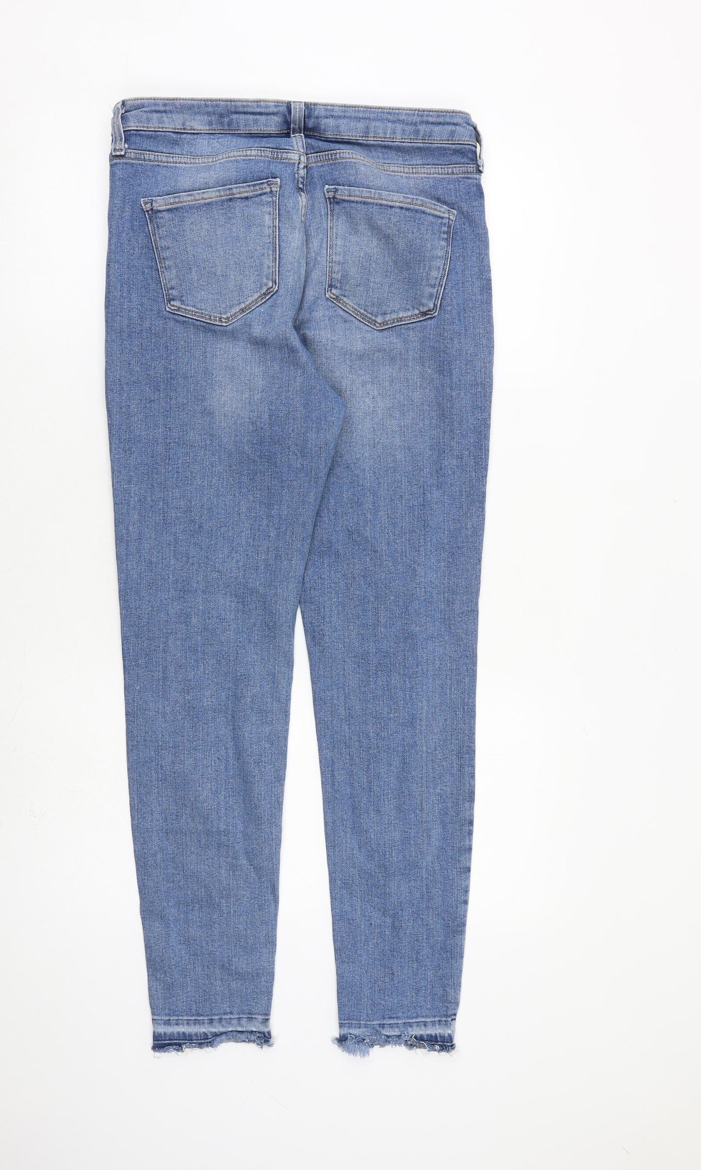 Marks and Spencer Womens Blue Cotton Skinny Jeans Size 12 L30 in Slim Zip