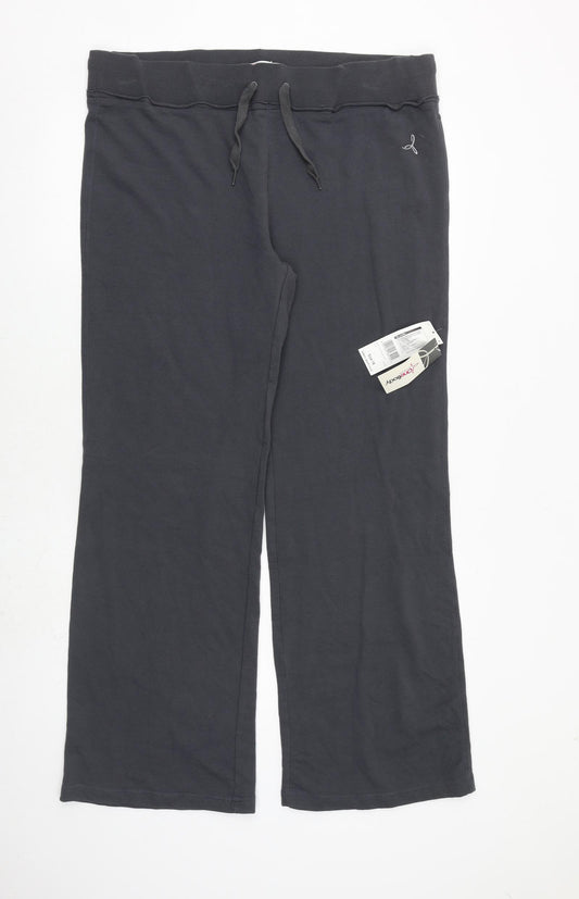 One Body Womens Grey Cotton Jogger Trousers Size 18 L31 in Regular Tie