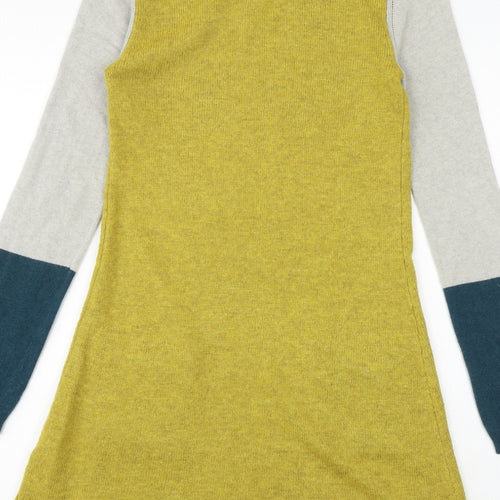 White Stuff Womens Multicoloured Colourblock Acrylic Jumper Dress Size 10 Round Neck Button