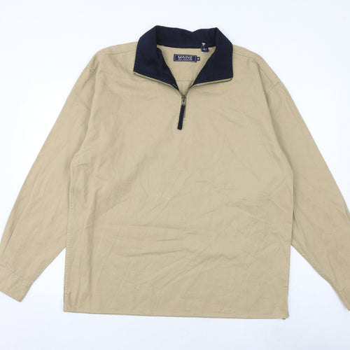 Maine Mens Brown Cotton Henley Sweatshirt Size M