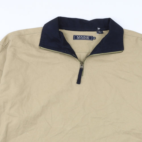 Maine Mens Brown Cotton Henley Sweatshirt Size M