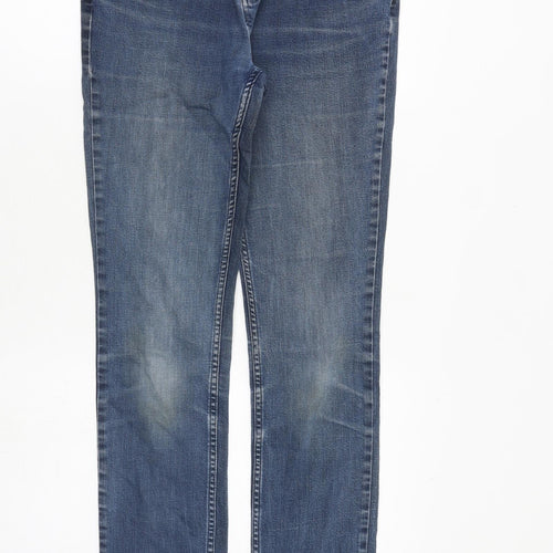 Per Una Womens Blue Cotton Straight Jeans Size 12 L31 in Regular Zip