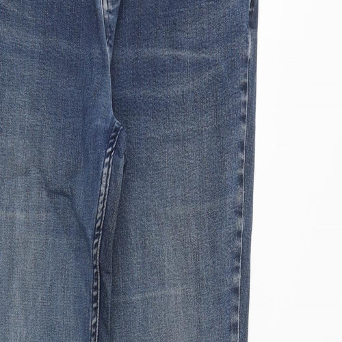 Per Una Womens Blue Cotton Straight Jeans Size 12 L31 in Regular Zip
