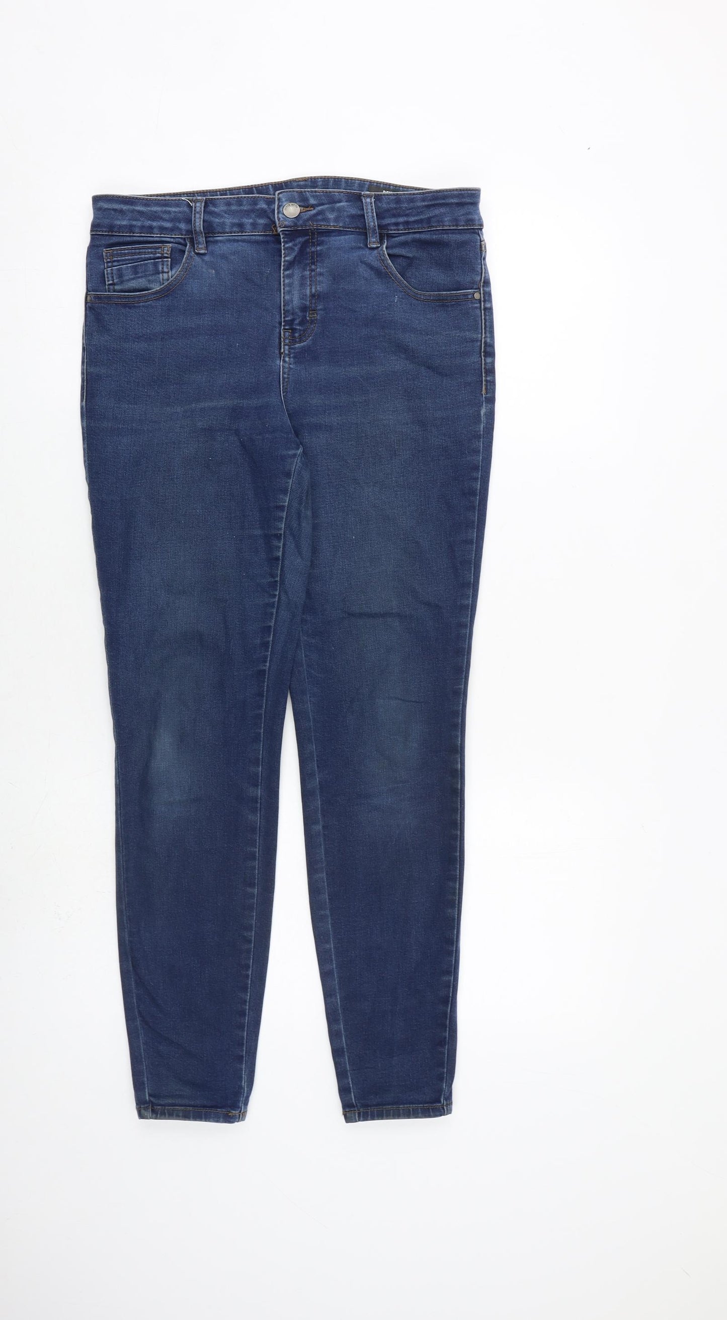 TU Womens Blue Cotton Skinny Jeans Size 12 L28 in Slim Zip