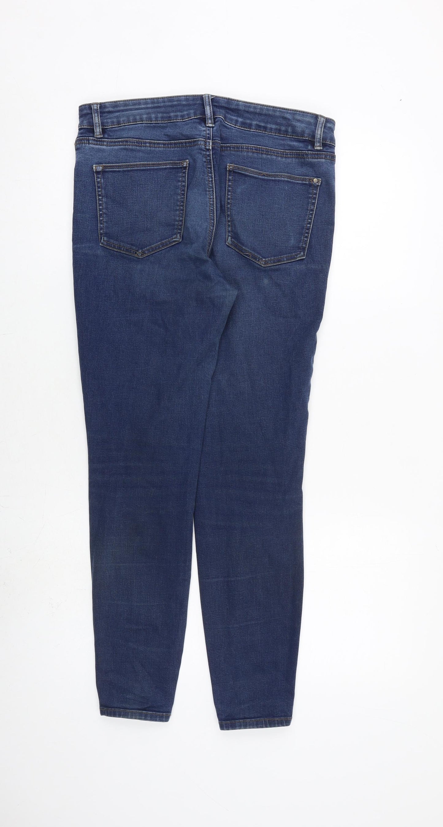 TU Womens Blue Cotton Skinny Jeans Size 12 L28 in Slim Zip